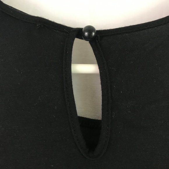 MoaMoa Black 3D Floral Fit Flare Top - Picture 7 of 7